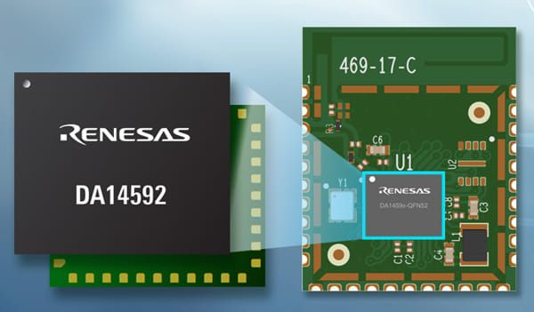 DA14592 SoC Bluetooth Low Energy (LE) con dos núcleos y Flash